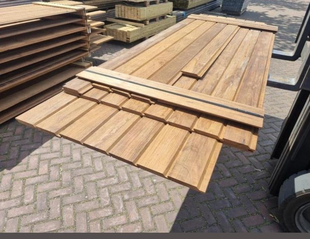 6.67 m2 Halfhouts rabat - Hardhout - nr: HP47, Ophalen, Planken, Nieuw, Hardhout