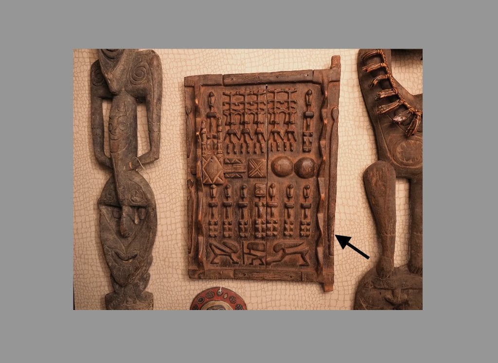 Traditionele Dogon-deur, Mali (251028-02), Hout, 64 cm, Afrika, Handgemaakt