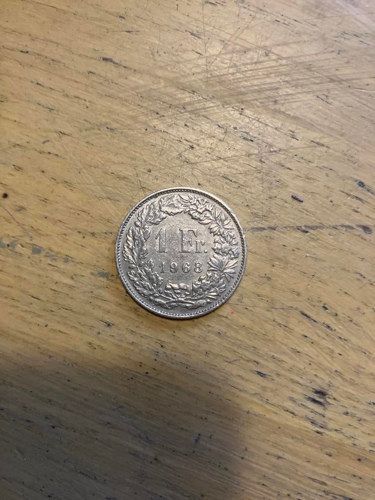 Zwitserse 1 Frank munt 1968, Ophalen, Losse munt, Zilver