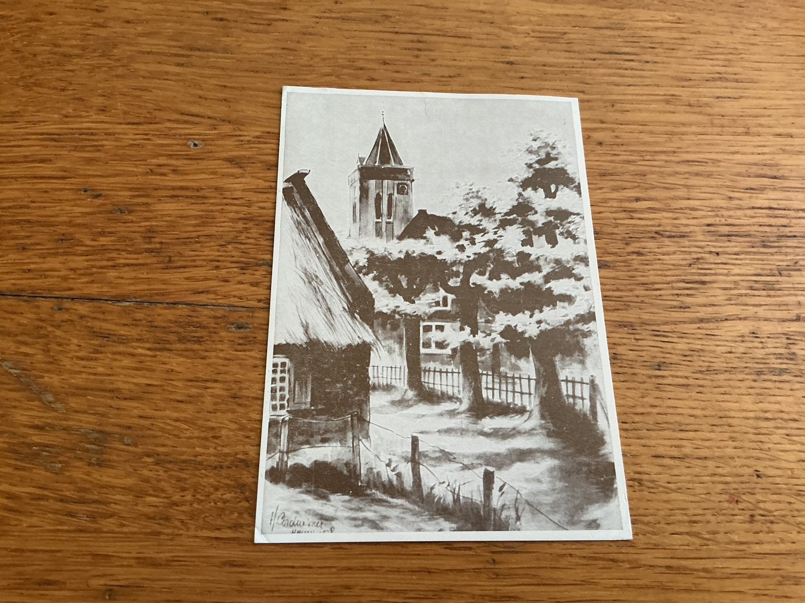 C3644 Huizen kerk Illustrator Henk Corduwener, Ophalen of Verzenden, Noord-Holland