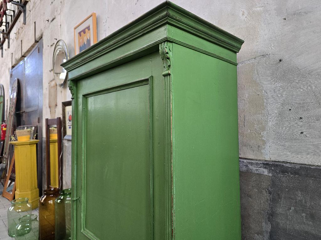 Vintage Dichte Groene Kast | Landelijke Houten Voorraad Kast, Ophalen of Verzenden