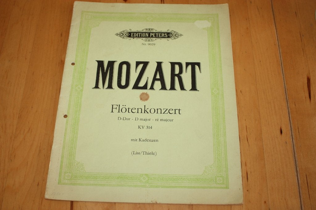 Mozart Flötenkonzert D Major, dwarsfluit en piano bladmuziek, Gebruikt, Klassiek, Piano, Ophalen of Verzenden