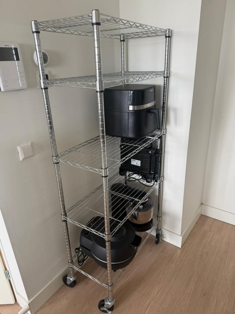 Verrijdbare Stellingkast - Chroom (exclusief inhoud), Ophalen, Gebruikt