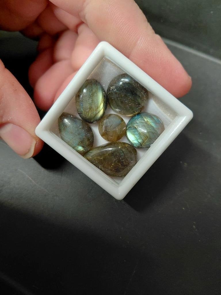6 mooie labradoriet cabochons, Ophalen of Verzenden