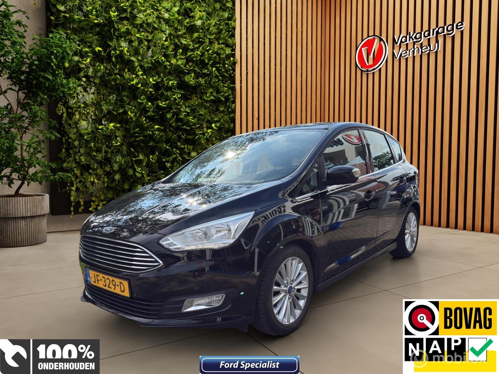 Ford C-Max 1.5 Titanium 150Pk ✅Trekhaak ✅Camera ✅Nap, Auto's, Dealer onderhouden, Euro 6, 4 cilinders, Zwart