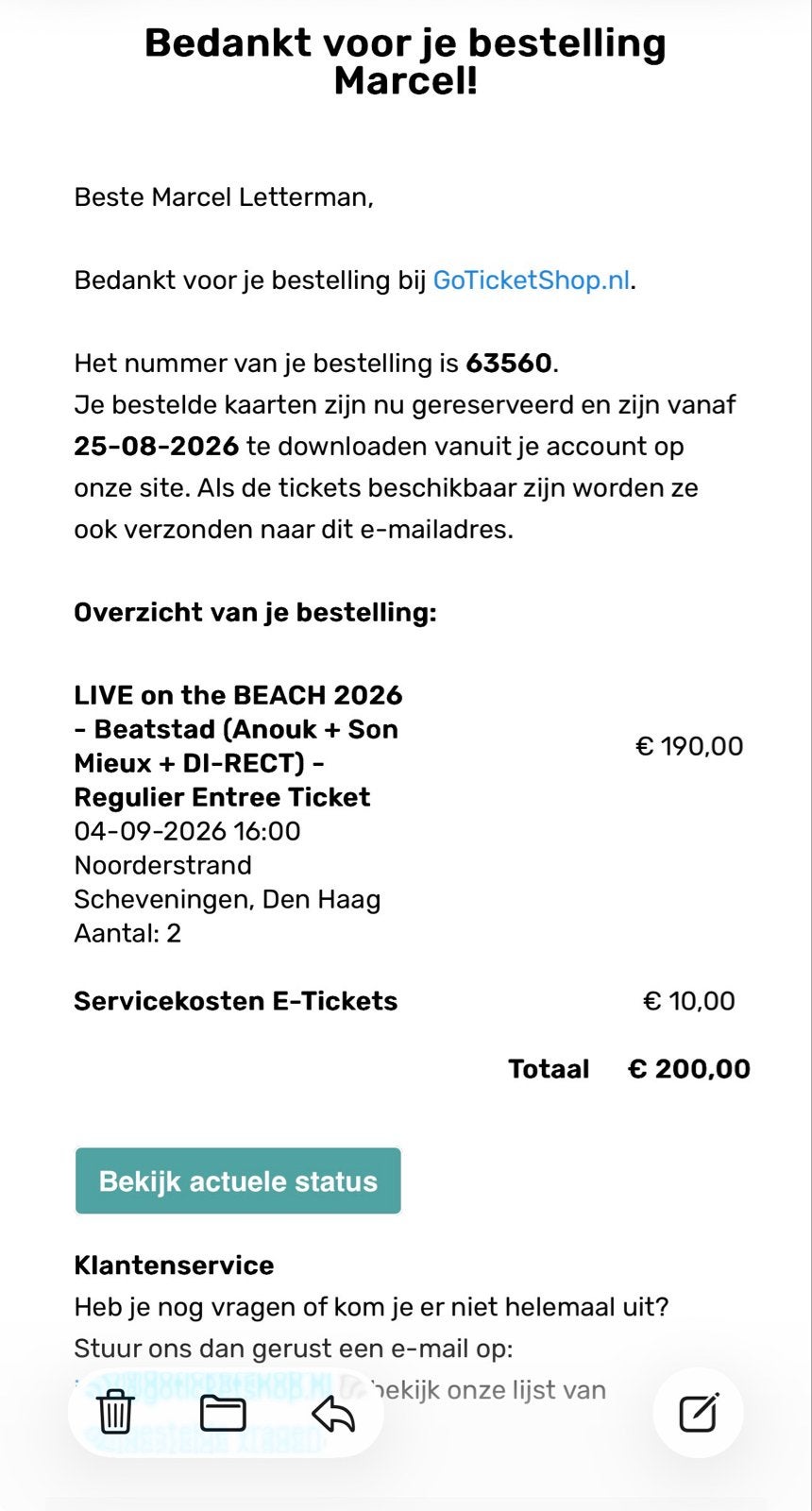 LIVE ON THE BEACH: 2 tickets voor 4 september 2026, Twee personen, September