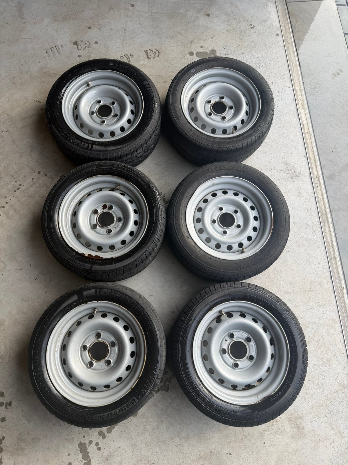 Aanhangerwiel 13” - 900kg - Grijs - 6 stuks, Gebruikt, 13 inch, Banden en Velgen, 195 mm