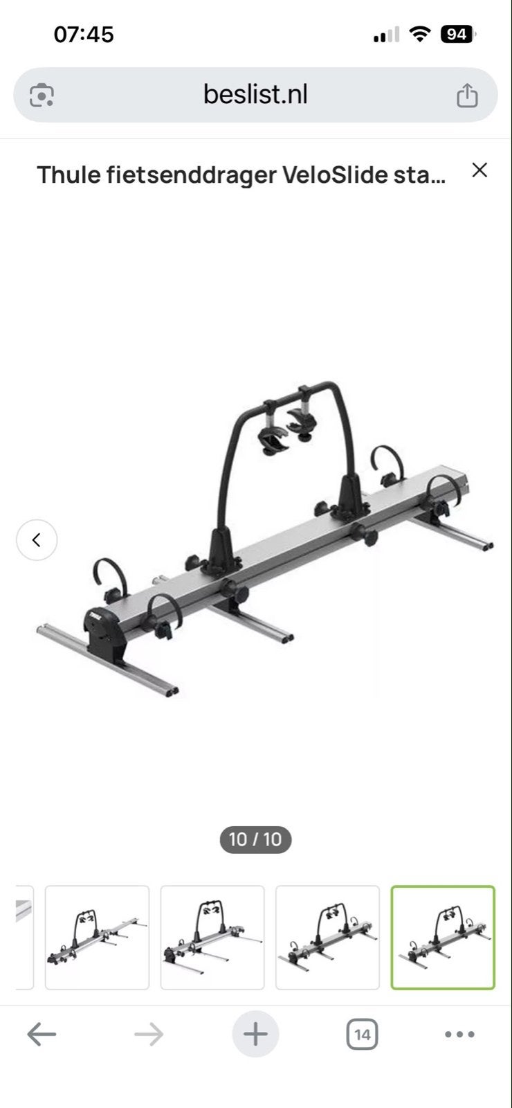 Te koop thule uitschuifbare fietsendrager