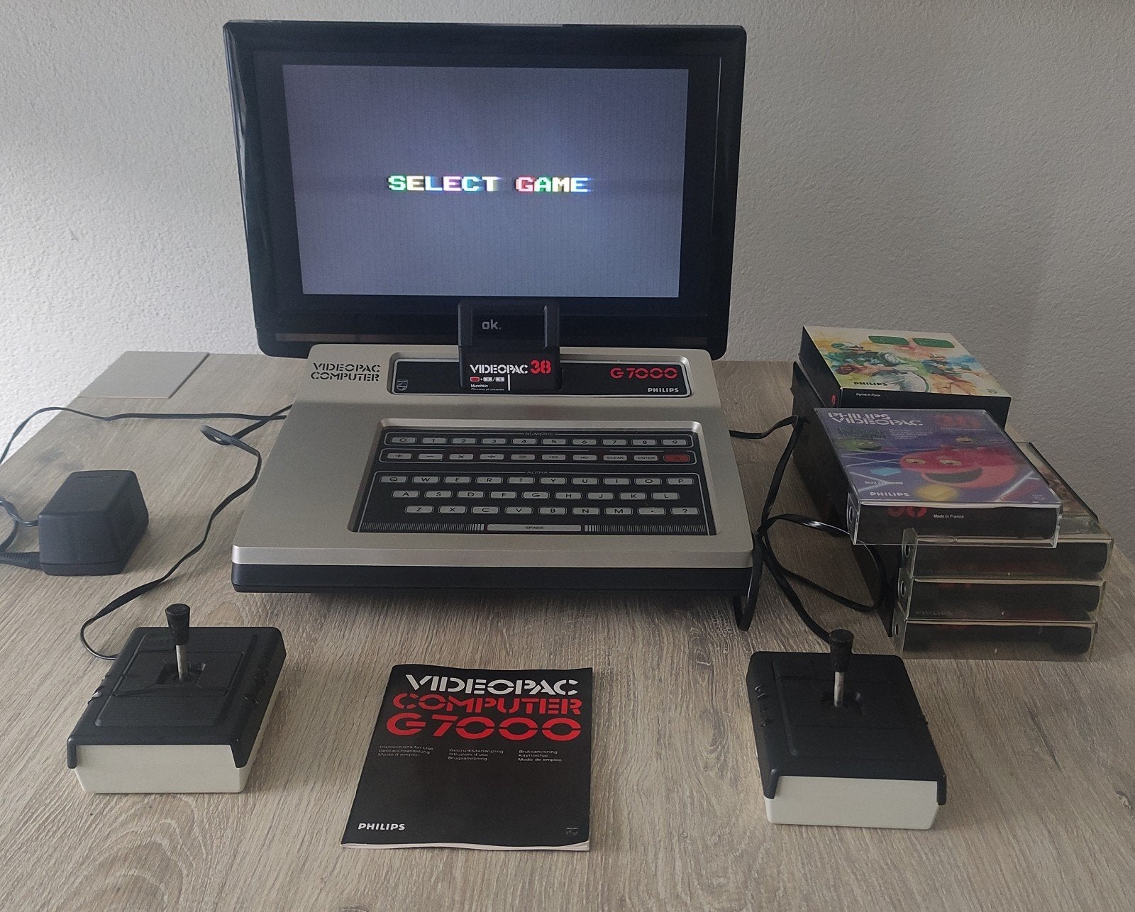 PHILIPS VIDEOPAC COMPUTER G7000 met 8 SPELLEN, Computers en Software, Vintage Computers, Ophalen of Verzenden, Philips Videopac