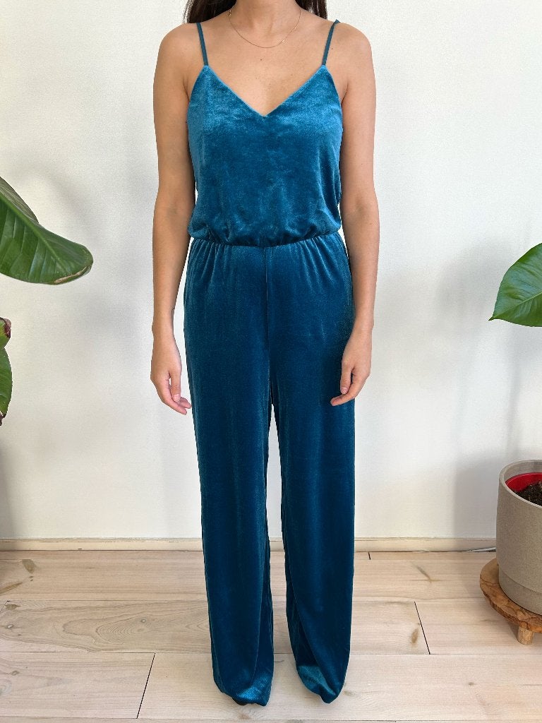 Weekday velours jumpsuit, Blauw, Weekday, Ophalen of Verzenden, Zo goed als nieuw
