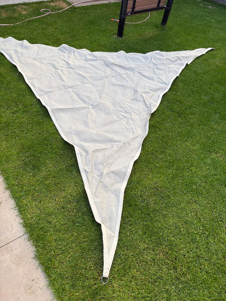 Zonnedoek / Schaduwdoek Driehoek 3,5m, Tuin en Terras, Schaduwdoeken, Ophalen, Gebruikt