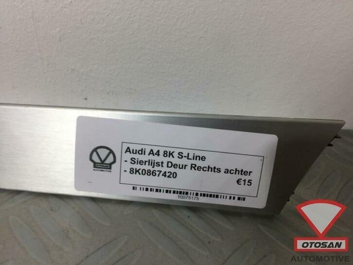 audi a4 8k s line sierlijst deur rechts achter 8k0867420, Gebruikt, AUDI AG, Auto-Union-Strasse 1
85045  Ingolstadt, DE, Kundenbetreuung@audi.de