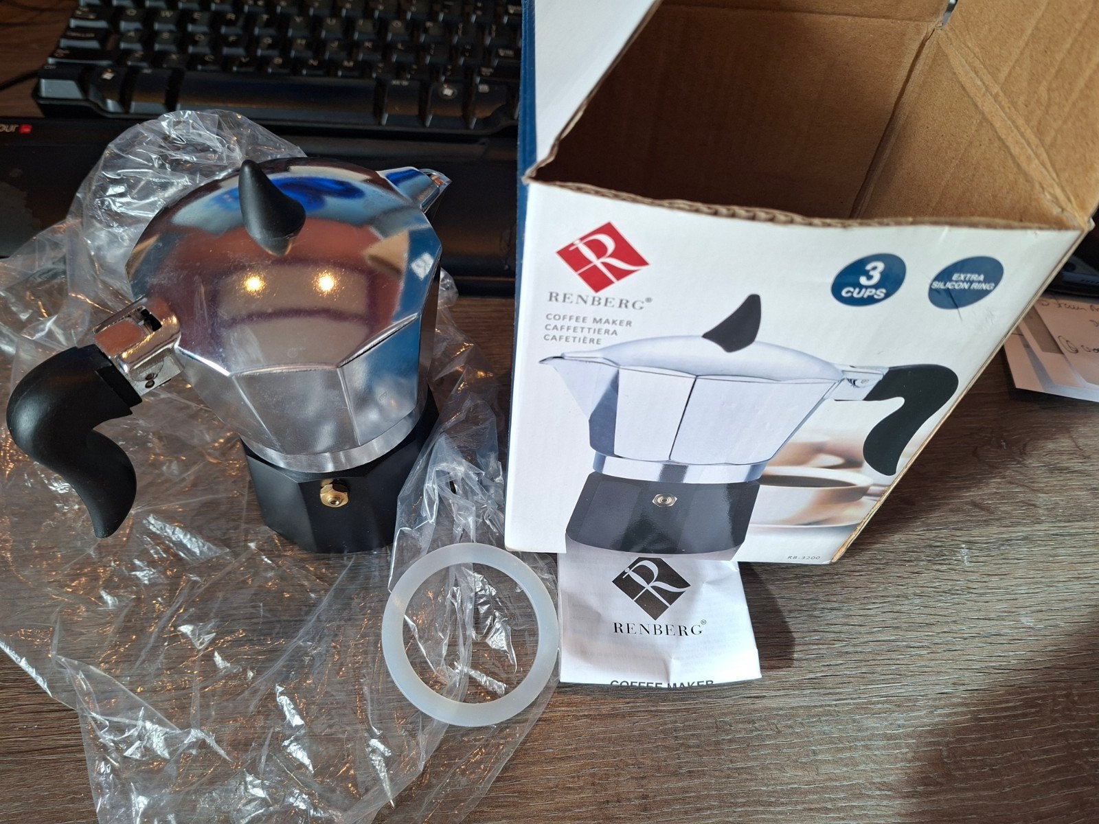 Renberg Koffie percolator - 3 kopjes - Nieuw in doos, Witgoed en Apparatuur, Koffiezetapparaten, Overige modellen, Nieuw, Gemalen koffie