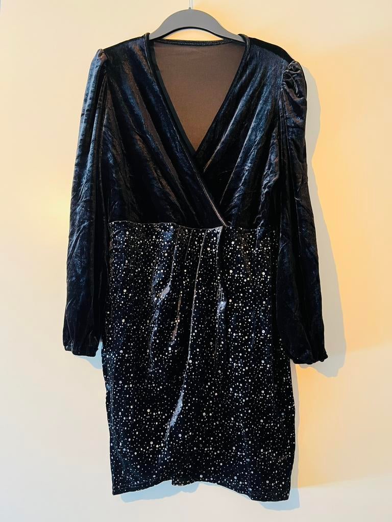 Jurk met glitters XL, Ophalen of Verzenden, Zo goed als nieuw, Zwart, Jurk