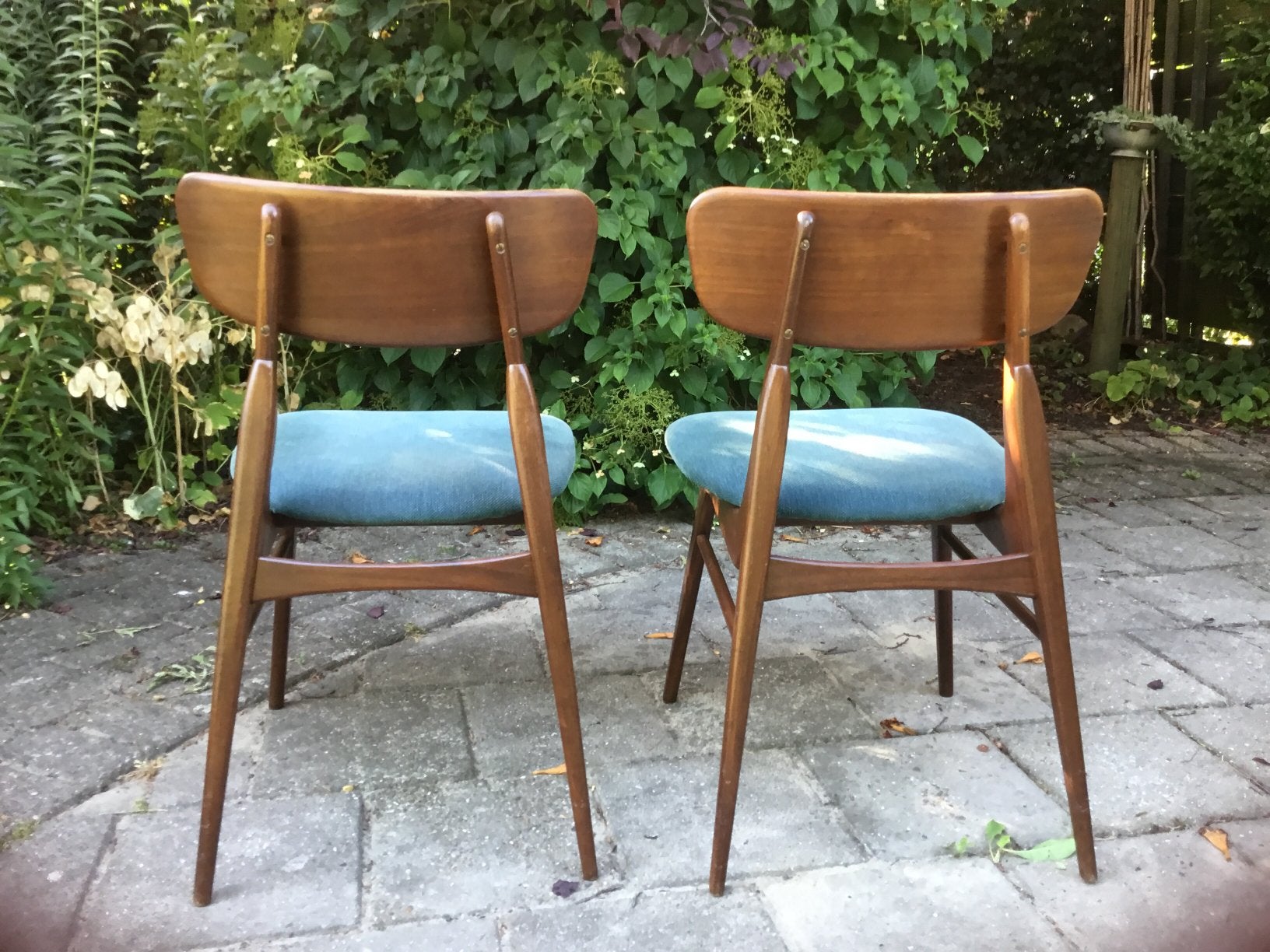 Set van 2 vintage Louis van Teeffelen stoelen in teak, Huis en Inrichting, Stoelen, Gebruikt, Twee, Bruin, Ophalen of Verzenden