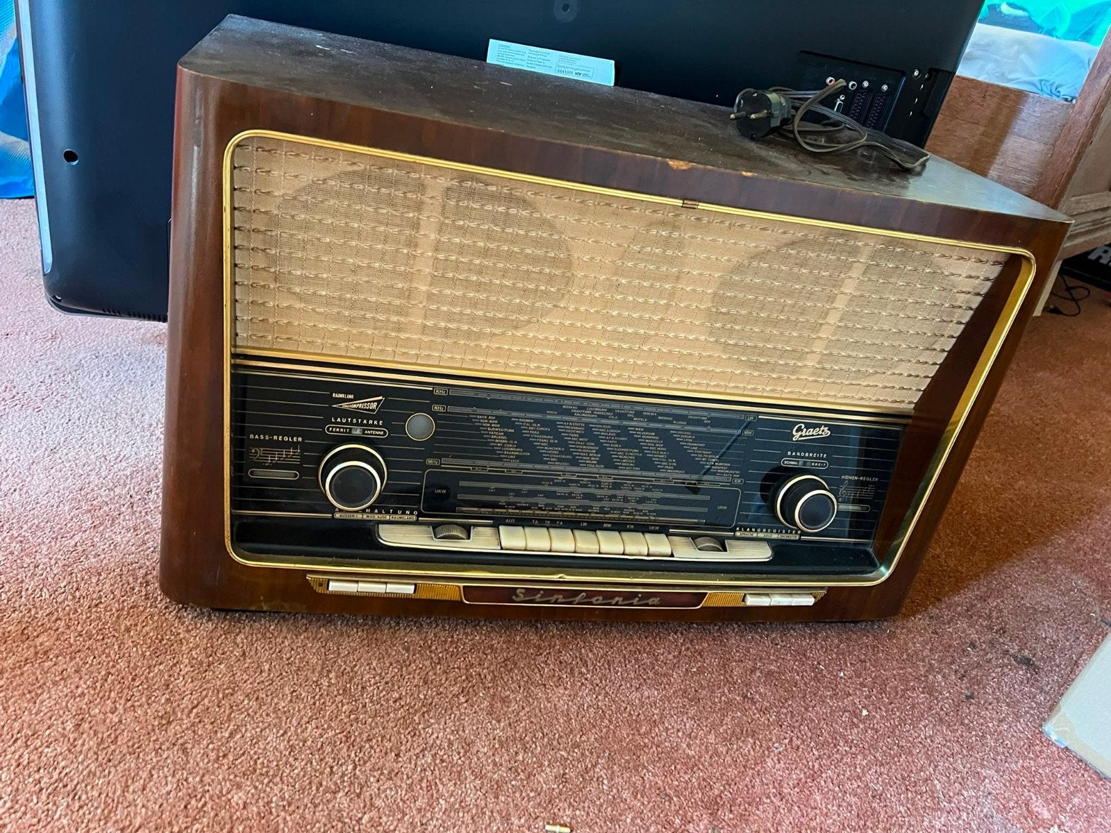Vintage Graetz Sinfonia buizenradio - Jaren '50, Ophalen of Verzenden, Gebruikt, Radio