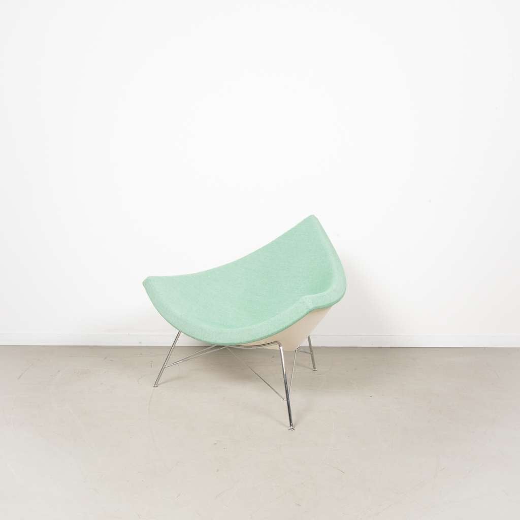 4x Vitra Coconut Fauteuil Mintgroen Stof – Chroom, Niet ingevuld, Niet ingevuld, Nieuw, 75 tot 100 cm