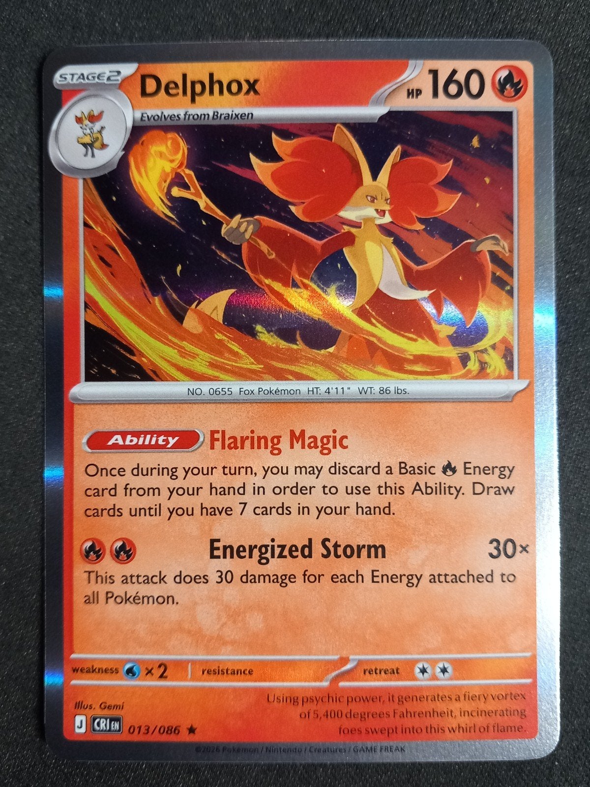 Pokemon Delphox 013/086 Chaos Rising Holo NM, Verzenden, Zo goed als nieuw, Losse kaart, Foil