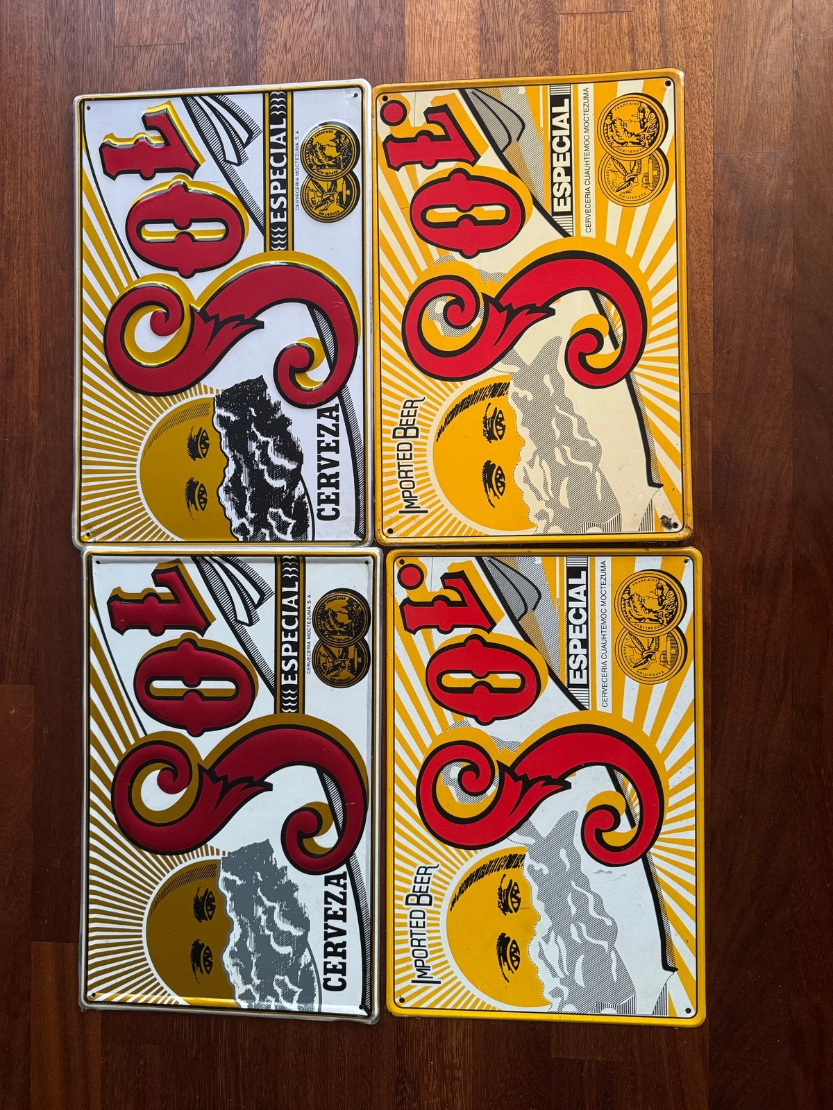 4 Sol Cerveza metalen reclameborden - Nieuwstaat, Ophalen of Verzenden, Nieuw, Reclamebord, Plaat of Schild, Overige merken