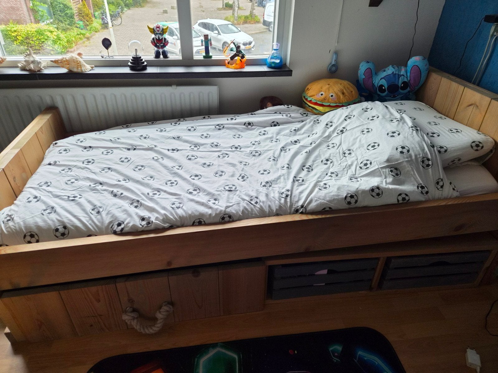 steigerhouten eenpersoonsbed met lades en kistjes, Ophalen, Zo goed als nieuw, Eenpersoons, Steigerhout