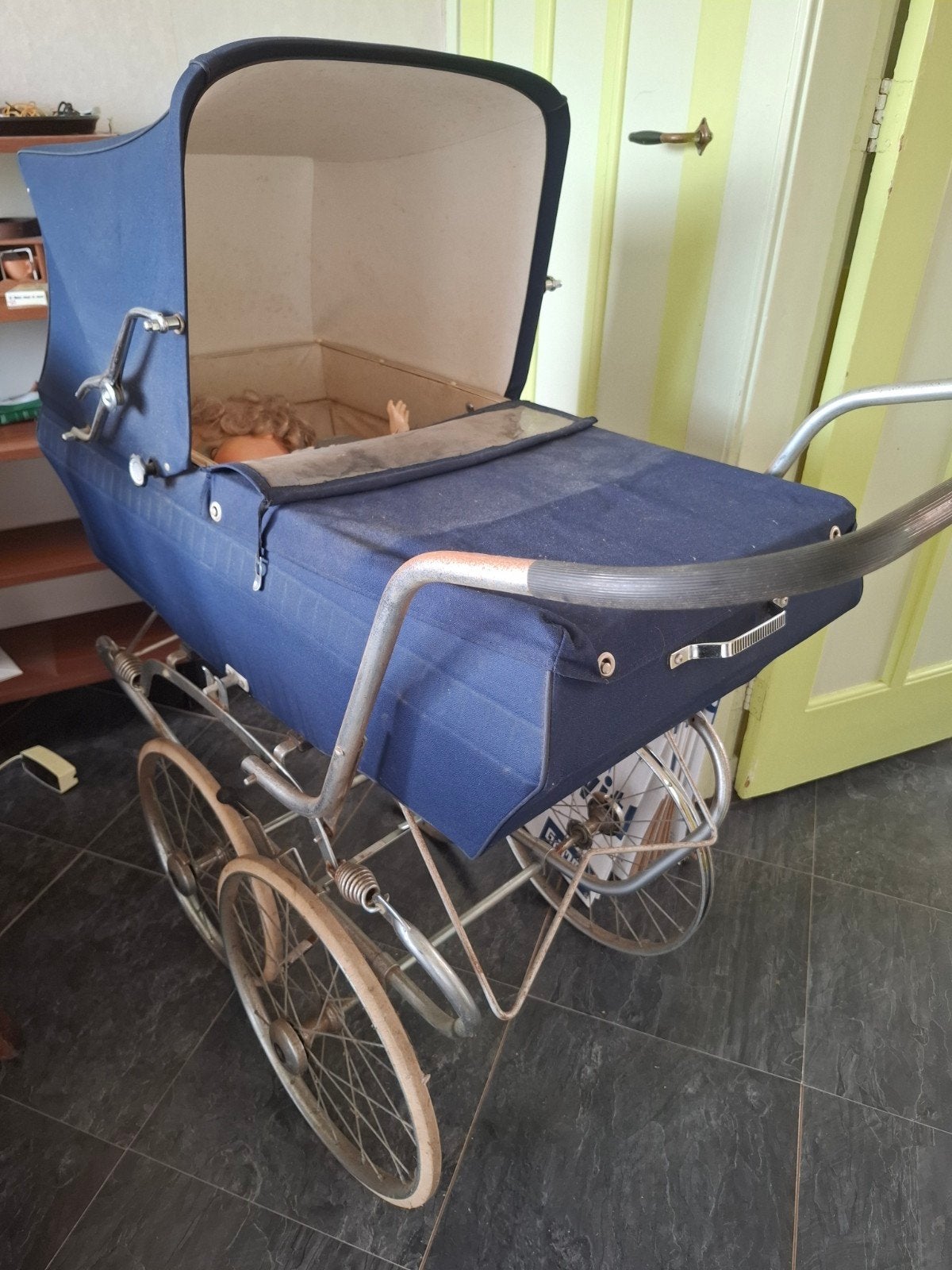Vintage Kinderwagen - Blauw - Klassiek Model, Ophalen