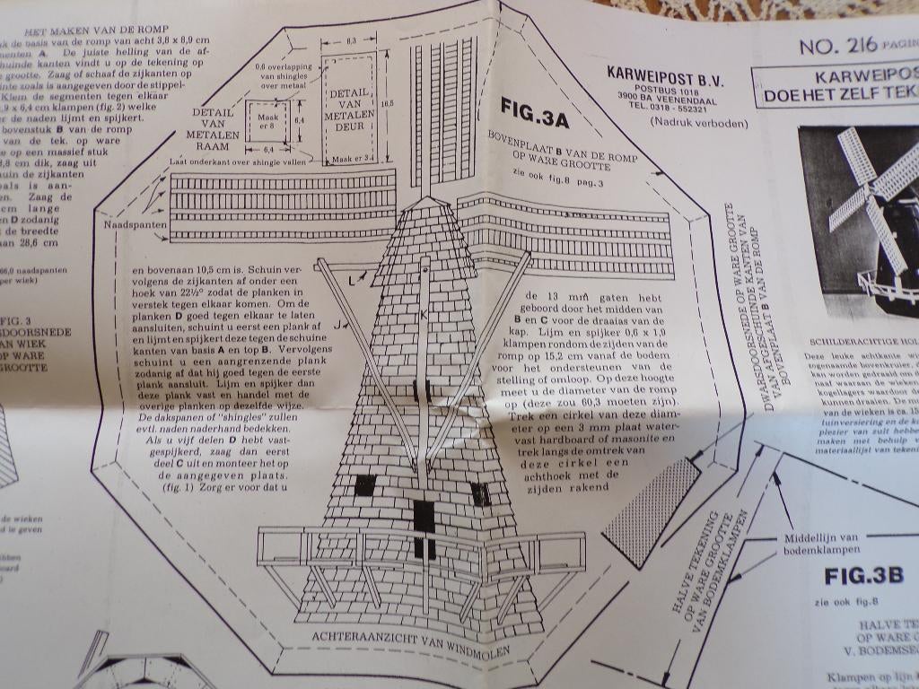 bouwtekening molen voor in detuin, Hobby en Vrije tijd, Modelbouw | Overige, Ophalen, Nieuw, Groter dan 1:32