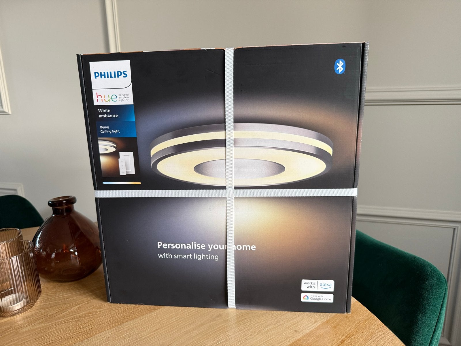 Philips Hue Being plafondlamp aluminium + dimmer switch, Metaal, Nieuw, Ophalen of Verzenden, Philips Hue
