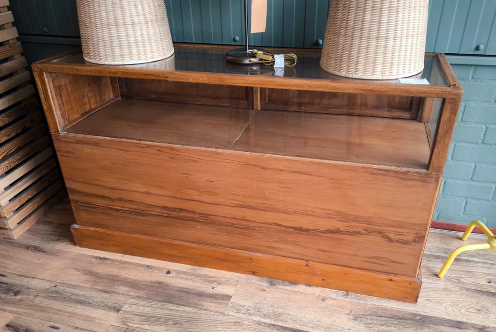Balie vitrine julweliersbank winkel kast vintage toonbank, Verzenden