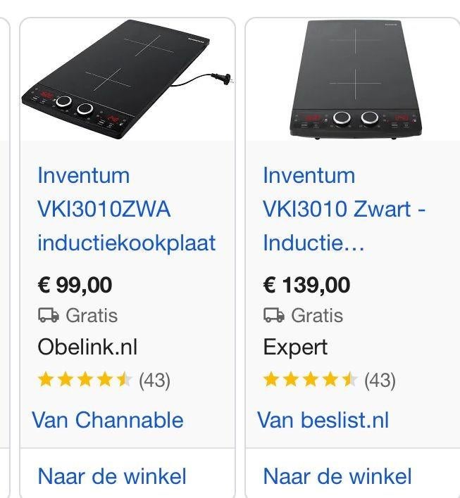 Inventum inductiekookplaat nieuw, Nieuw, Minder dan 100 cm, 25 tot 50 cm, 50 tot 100 cm