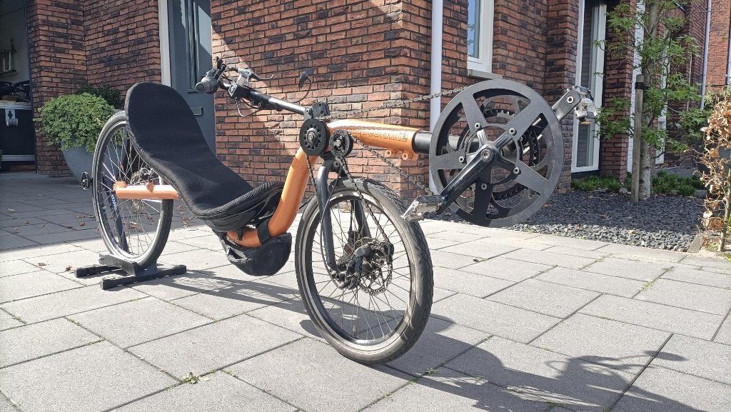 Raptobike lage racer ligfiets, Fietsen en Brommers, Fietsen | Ligfietsen, Gebruikt, Bovenstuur, Schijfrem, Ophalen