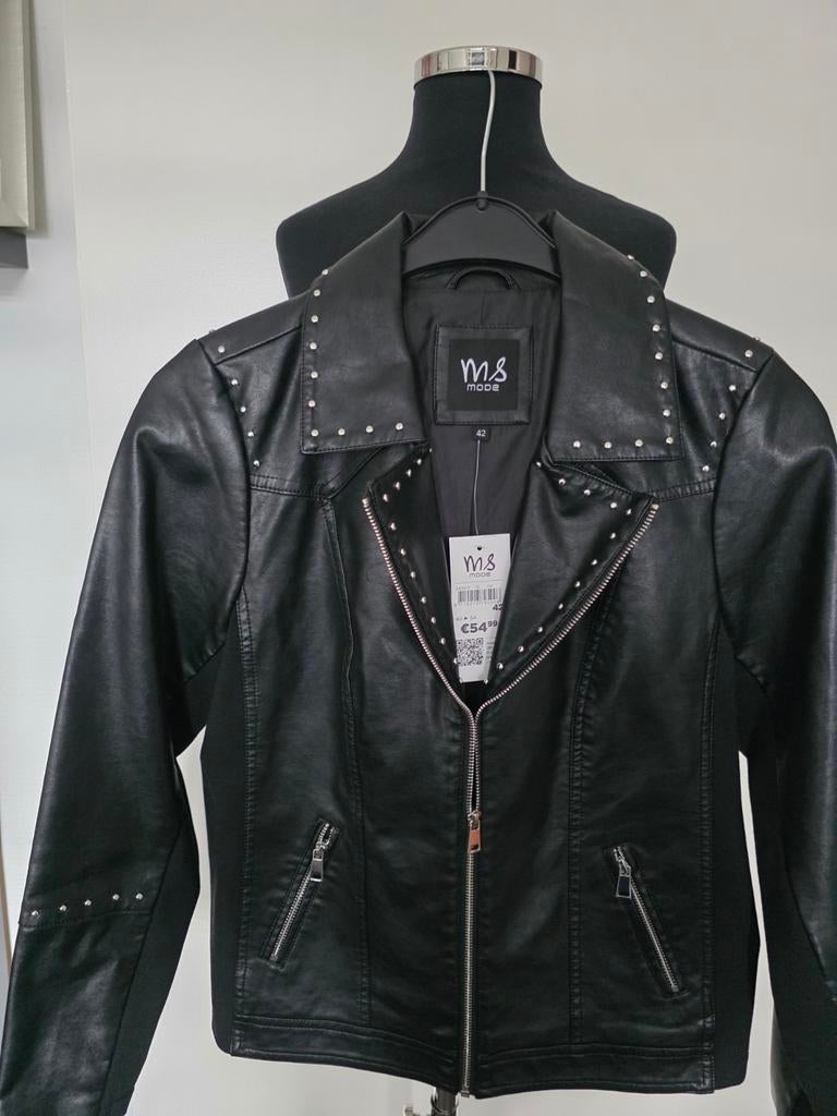 PU leren jasje met studs mt 42, M&S mode, Verzenden, Zwart, Maat 42/44 (L)