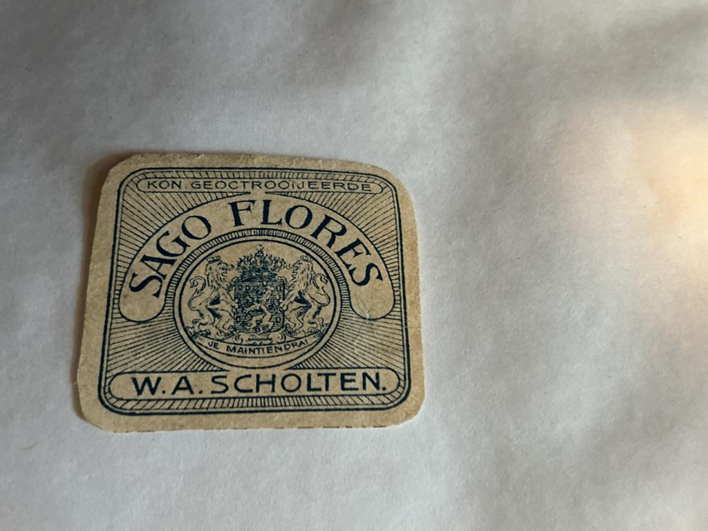 O73 Sago Flores W.A. Scholten etiket, Verzamelen, Ophalen of Verzenden, Gebruikt