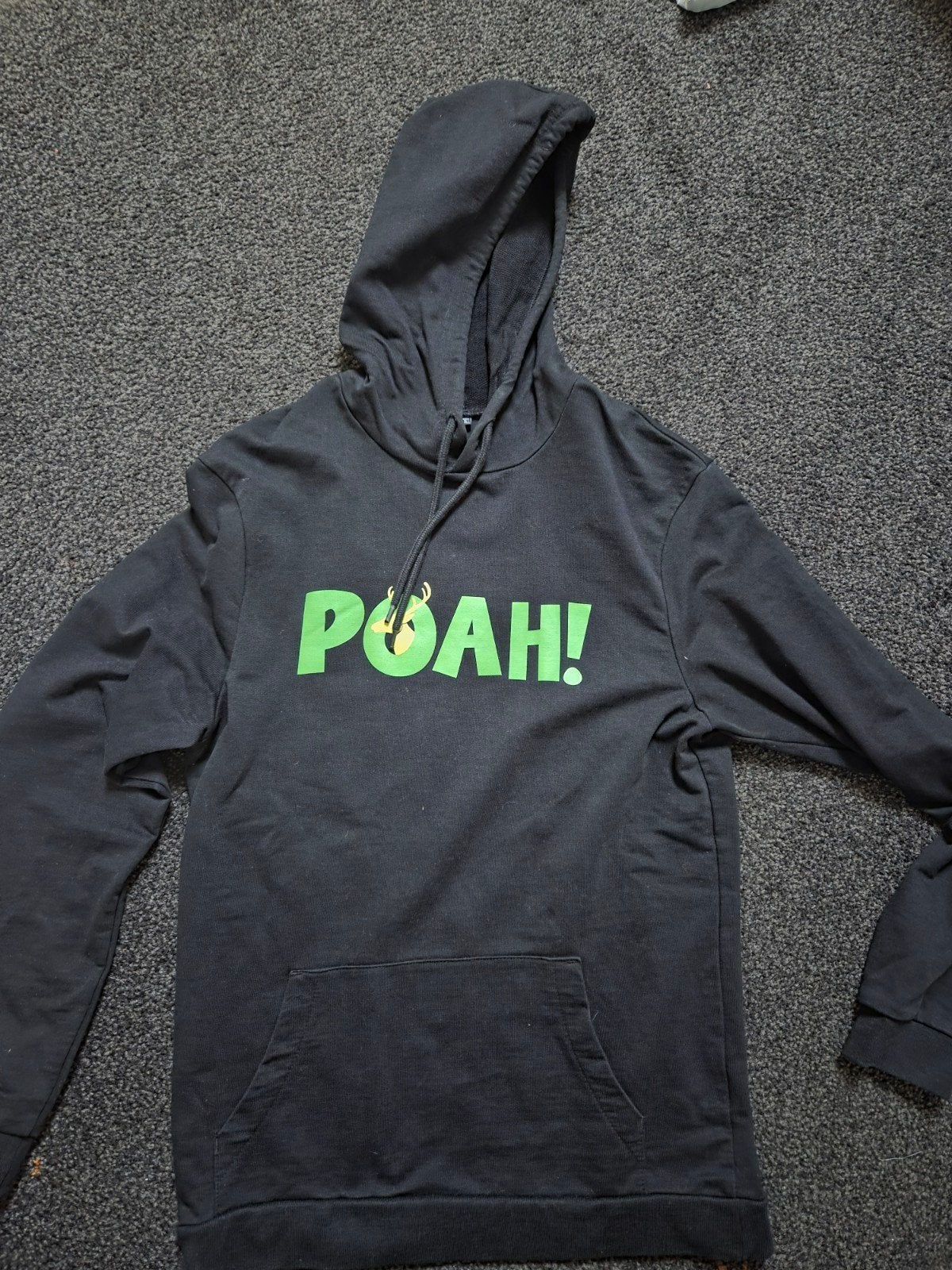 Zwarte hoodie met 'POAH!' opdruk, Ophalen of Verzenden, Gedragen, Onbekend