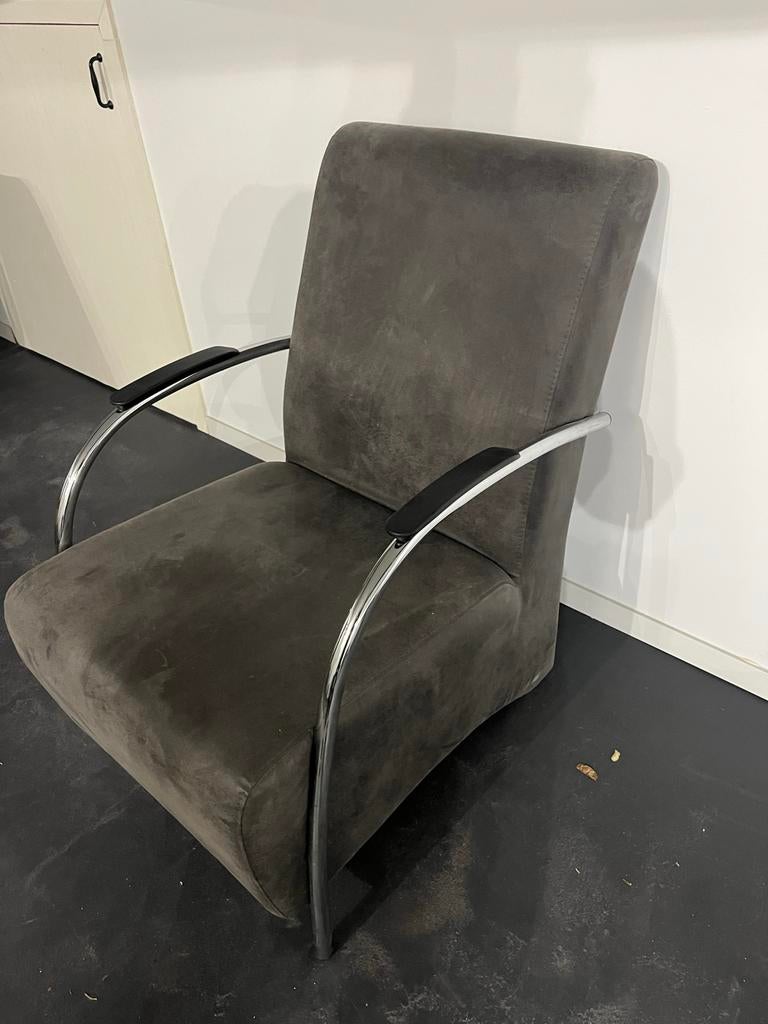Grijze fauteuil, Huis en Inrichting, Fauteuils, Ophalen, Gebruikt, 75 tot 100 cm, Stof