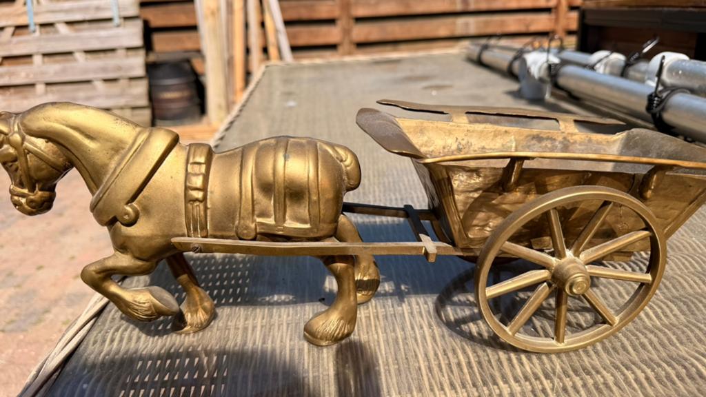 Messing Paard en wagen, Antiek en Kunst, Antiek | Koper en Brons, Ophalen of Verzenden