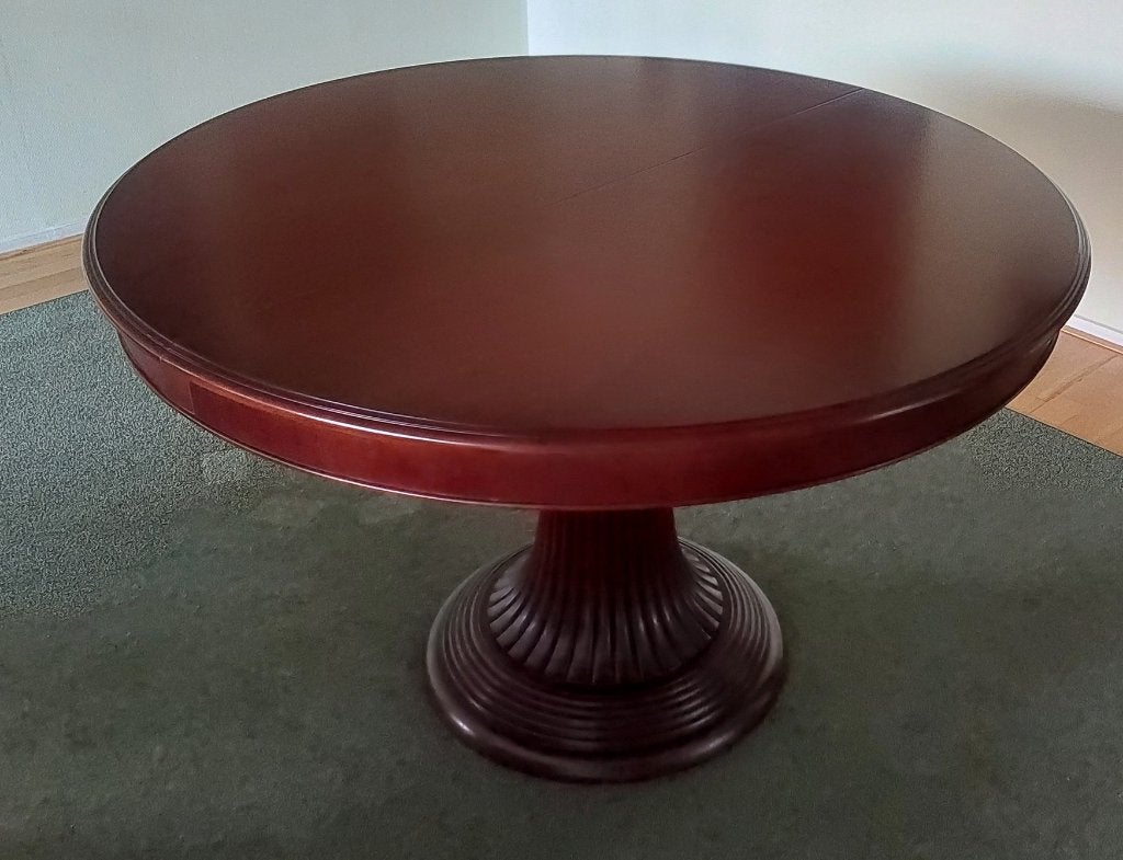 Mulleman ronde, uitschuifbare, eettafel., Gebruikt, 100 tot 150 cm, Klassiek, Rond
