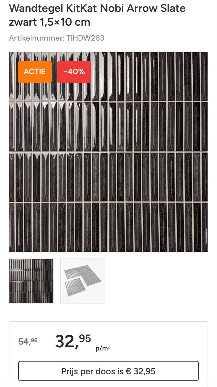 Wandtegels KitKat Nobi Arrow Slate Zwart, Doe-het-zelf en Verbouw, Tegels, Ophalen, Nieuw, 5 tot 10 m², 20 tot 40 cm