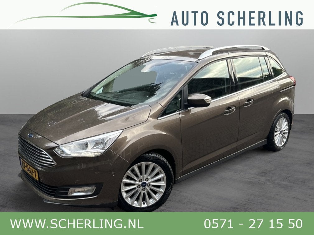 Ford Grand C-Max 1.0 125pk Titanium Navi, Clima, Trekhaak, Auto's, Gebruikt, Euro 6, Origineel Nederlands, Bedrijf