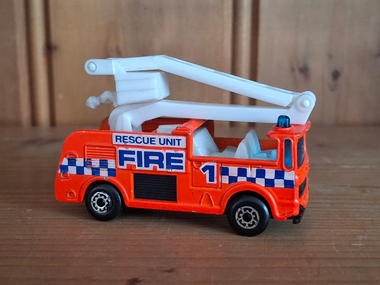 vintage Matchbox Snorkel Fire Engine Rescue Truck uit 1981, Ophalen of Verzenden, Gebruikt