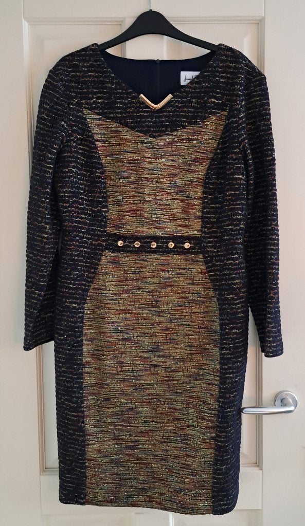 Joseph Ribkoff prachtige blauw /gouden jurk maat 44 nr 50397, Kleding | Dames, Joseph Ribkoff, Blauw, ., Maat 42/44 (L)