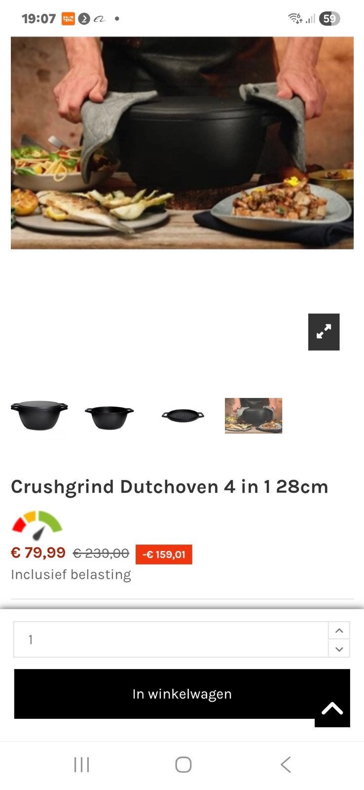 Crushgrind 4 in 1 Dutchoven Pan, Ophalen of Verzenden, Zo goed als nieuw, Rvs