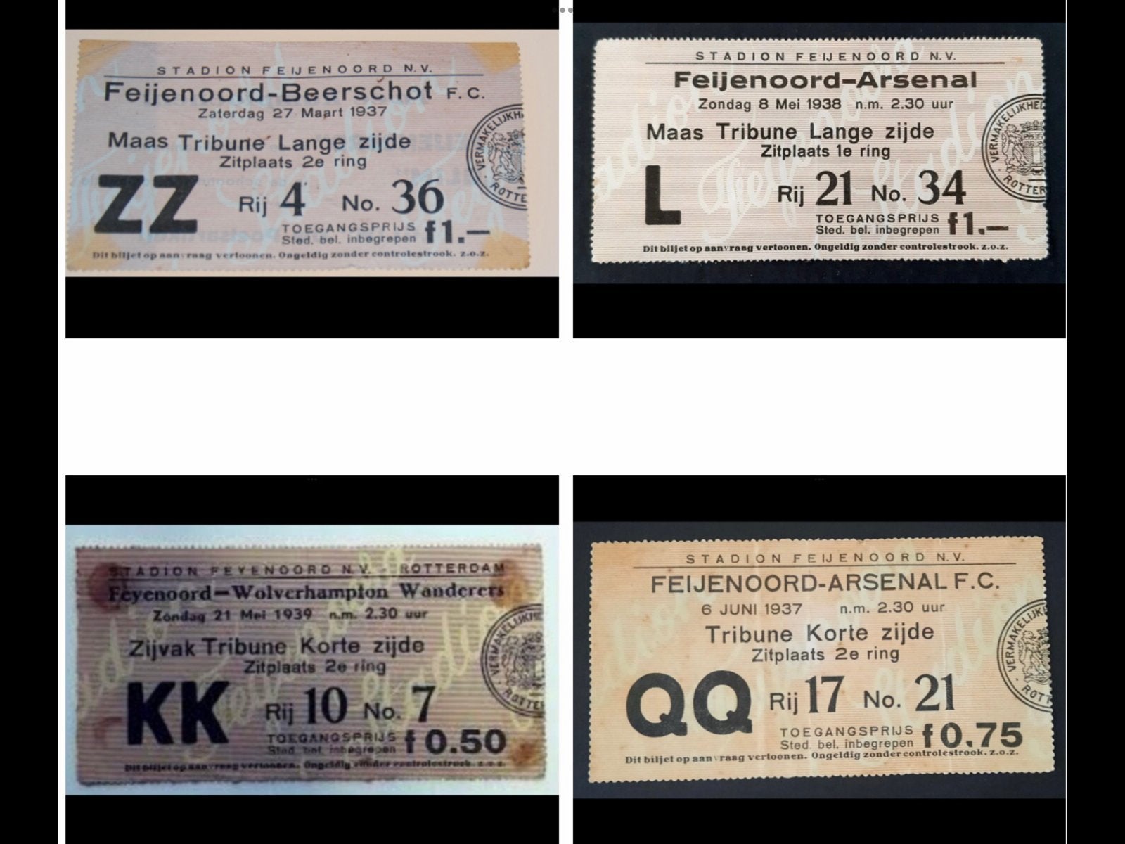 Gevraagd  oude kaartjes Feyenoord - Stadion Feijenoord, Ophalen, Zo goed als nieuw, Feyenoord