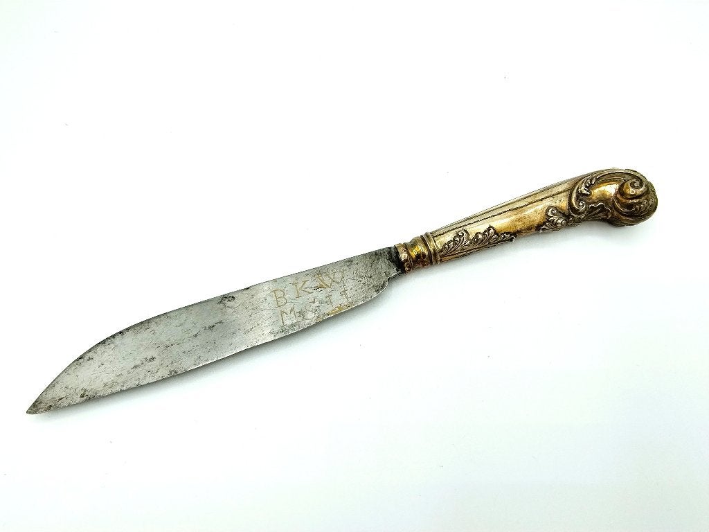18e eeuws zilveren mesheft met origineel lemmet, Verzenden, Zilver