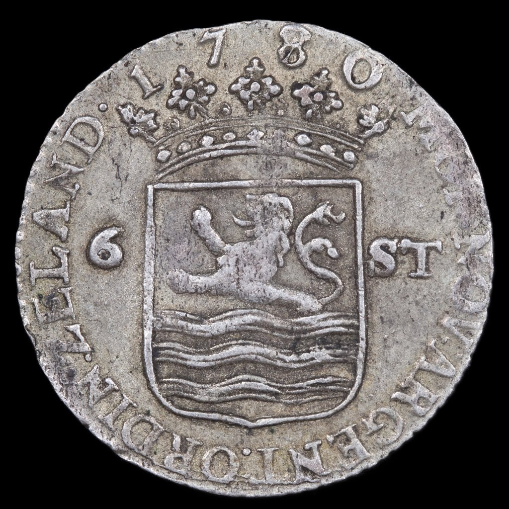 Scheepjesschelling Zeeland 1780/70. Zfr., Postzegels en Munten, Vóór koninkrijk, Zilver, Losse munt, Overige waardes