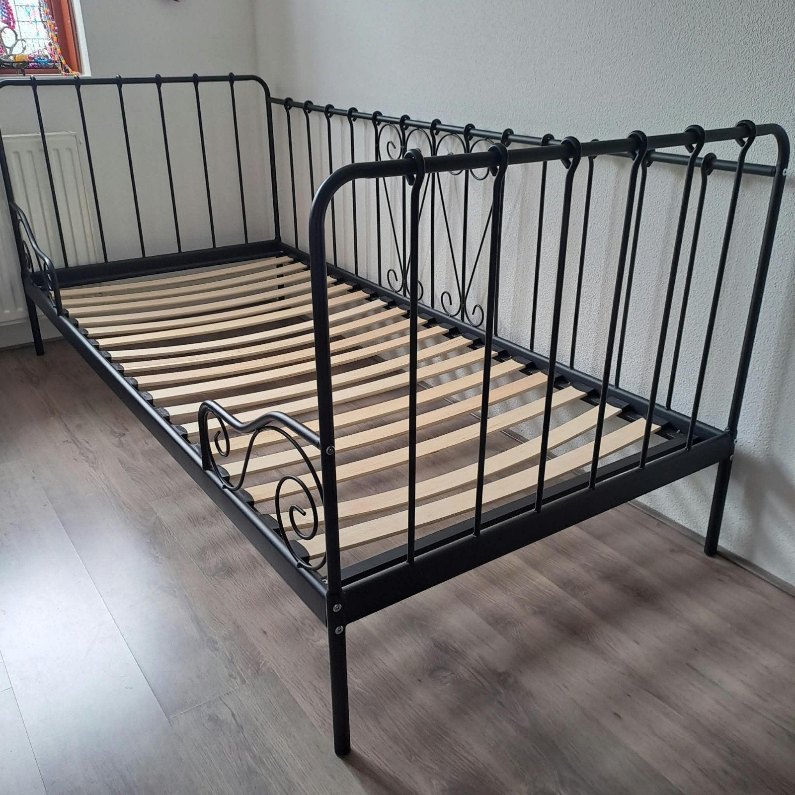 Eenpersoonsbed 200x90cm Zwart Metaal met Lattenbodem, Ophalen