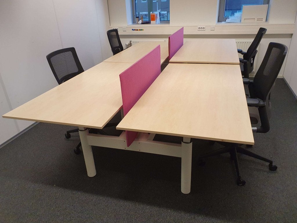 Gispen duo slinger bureau 8 werkplek beschikbaar, Gispen, Parallelweg West 23 4104 AZ Culemborg, Info@gispen.nl, In hoogte verstelbaar