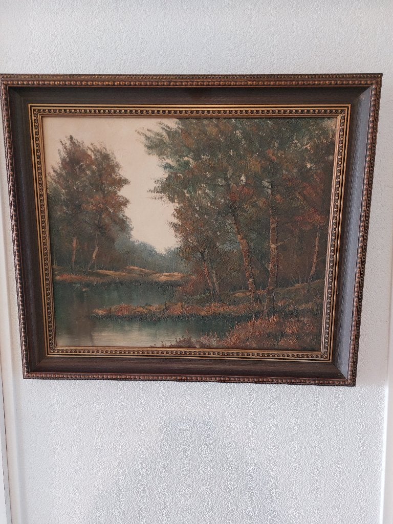 Olieverf-schilderij van G v/d Linden, Antiek en Kunst, Kunst | Schilderijen | Klassiek, Ophalen, Doek, Landschap, Klassiek