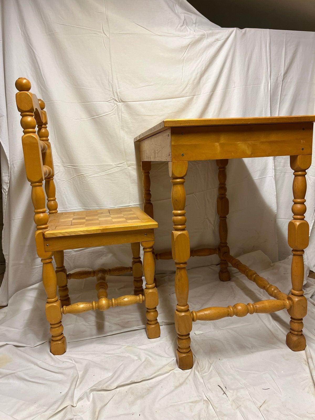 Vintage Houten Kinderbureau met Stoel en Opbergruimte, Ophalen
