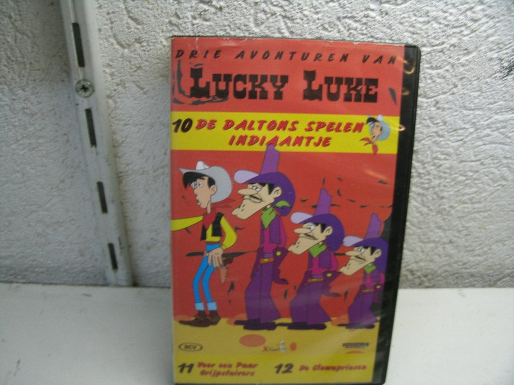 vhs 20a lucky luke 10-12 de dalton spelen indiaantje, Alle leeftijden, Ophalen of Verzenden, Zo goed als nieuw, VHS