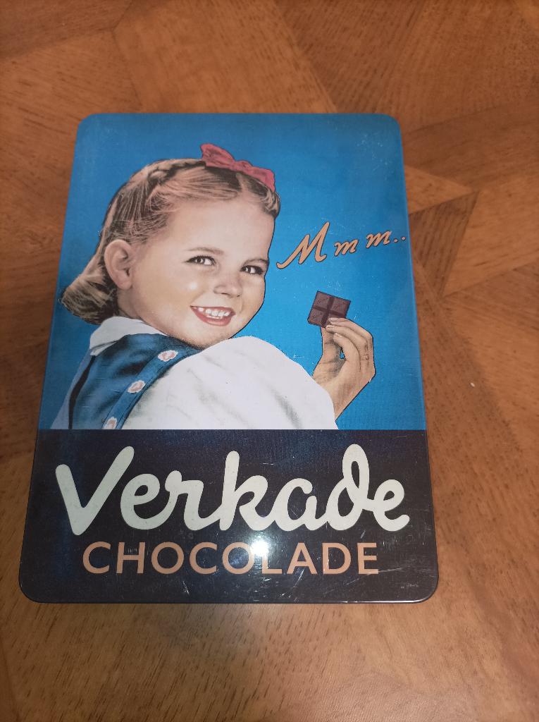 Verkade chocolade blik, Verzamelen, Blikken, Ophalen of Verzenden, Gebruikt, Koek(jes), Verkade